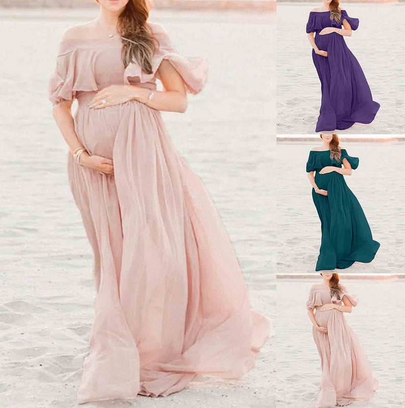 2024 Cross-Border European and American Style Chiffon Sexy Loose Tail One-Shoulder Maternity Skirt