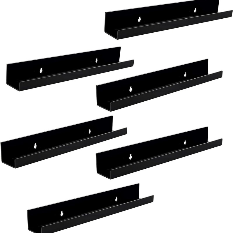 Acrylic Stand Black 6-Piece Vinyl Record Stand Wall-Mounted Kidsren's Room Floating Bookshelf Record Album Stand
