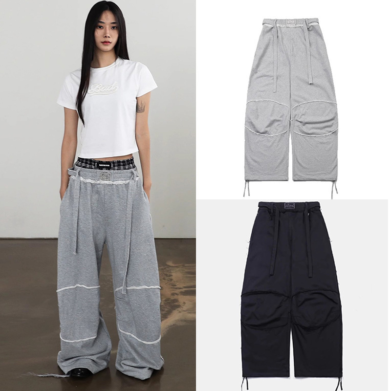 Badblood American Retro Casual Loose Scimitar Pants Spicy Girl Straight Elastic Waist Wide-Leg Pants Dance Floor-Length Pants Badblood American Retro Casual Loose Scimitar Pants Spicy Girl Straight Elastic Waist Wide-Leg Pants Dance Floor-Length Pants