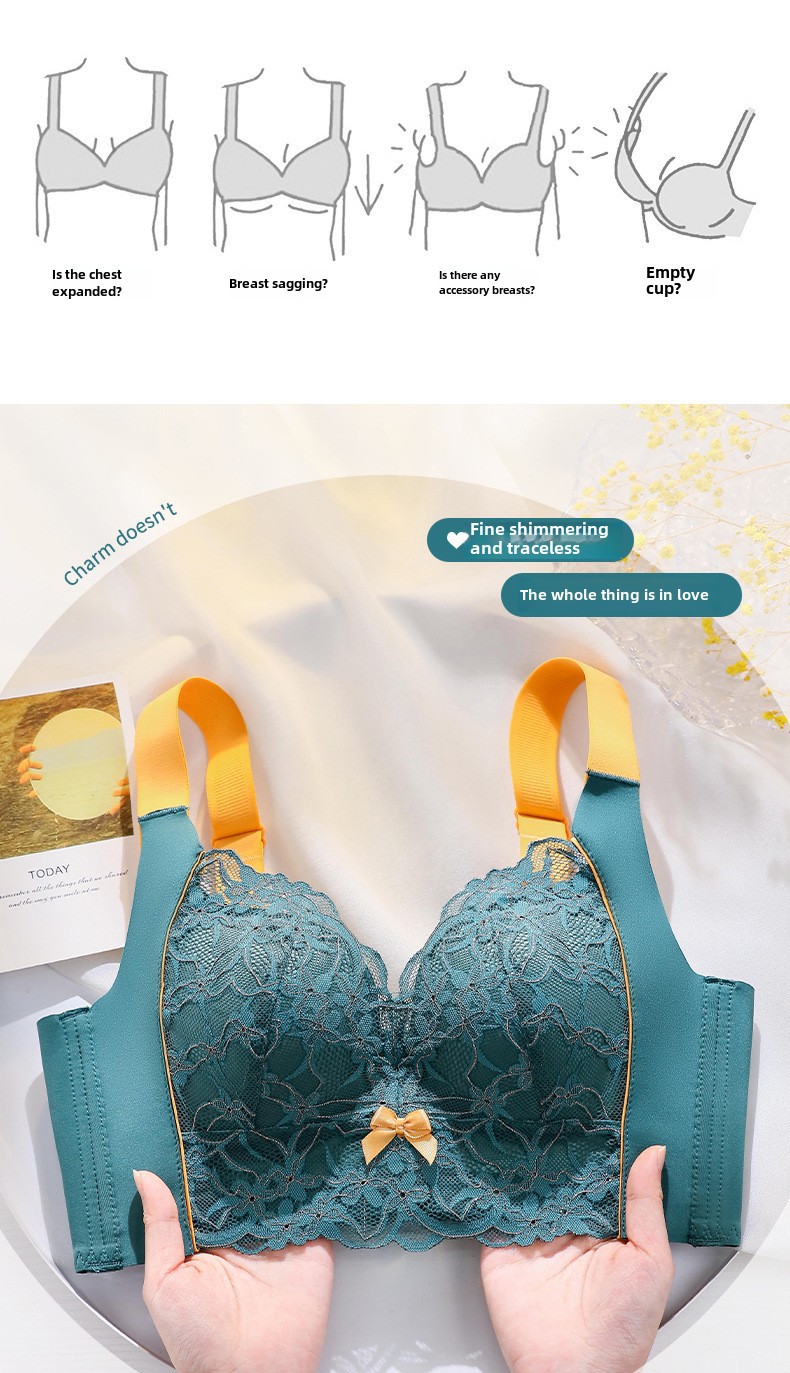 Große Größen Unterwäsche Damen Dünner Push-Up Verstellbarer Brustverschluss für dicke Mädchen Kleine Größe Mädchen Latex Spitzen-BH_voghion.com