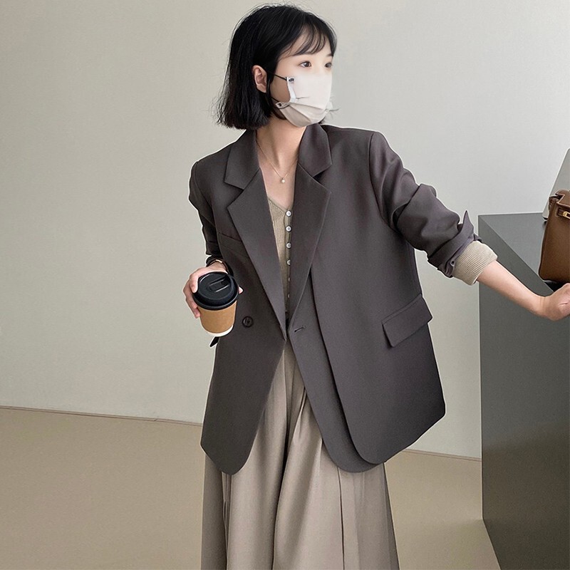 小西装外套灰色女2025春秋季新款时尚感气质小个子休闲设计感西服|undefined
