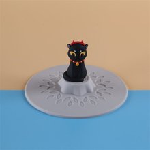 可爱卡通黑猫公仔动物小猫硅胶杯盖树桩造型咖啡杯马克杯防尘盖子