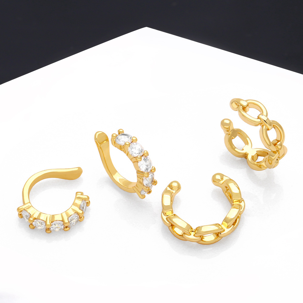 Fashion Geometric Copper Inlay Zircon Ear clips 1 Pair