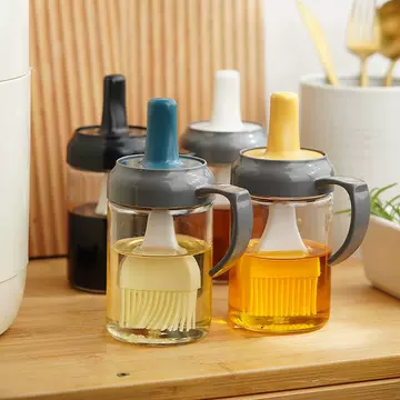 Oil Brush Oil Bottle Integrated High Temperature Resistant Kitchen with Bottle Silicone Glass Oil Pot Household Brush Barbecue Tools Supplies