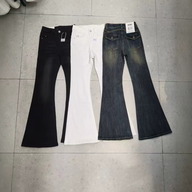 Wholesale women's flared jeans, 2026 autumn new collection, versatile high-waisted, slimming, stretchy wide-leg pants 7189 Wholesale women's flared jeans, 2026 autumn new collection, versatile high-waisted, slimming, stretchy wide-leg pants 7189