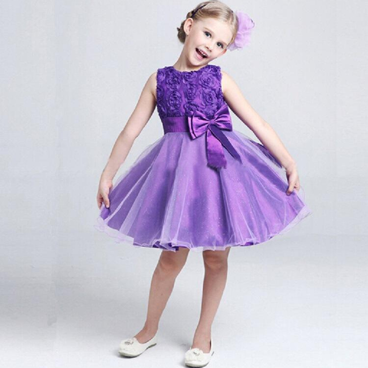 One-Piece Hair Girls' Dress Flower Girl Rose Princess Dress Sleeveless Vest Princess Dress Girls' Dress