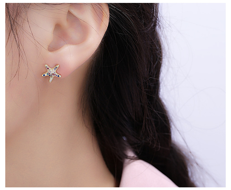 Lady Star Crown Copper Plating Inlay Zircon Ear Studs 1 Pair display picture 5