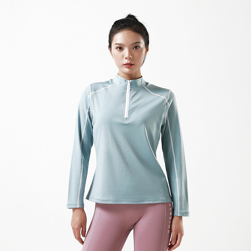 Autumn and winter women's sports yoga clothing jacket slim half zipper quick-drying fitness clothing slim outdoor running top team uniform