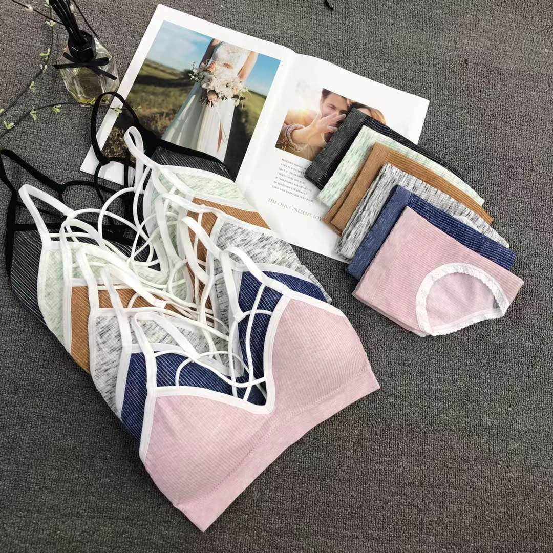 Vietnam Malasia nueva chica sin costuras pequeño pecho push up ajustable medio grueso taza de algodón suave sujetador traje