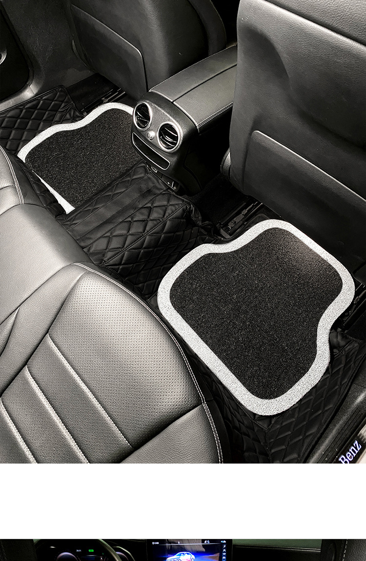 Black and white contrast color car foot mat wire ring universal single-piece Main driving anti-dirty decoration car mat rear row foot mat