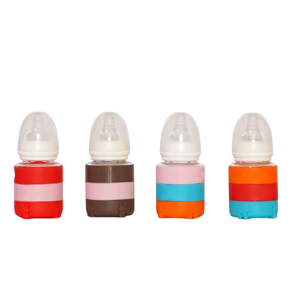 Factory direct glass bottle anti-fall baby bottle standard caliber silicone sleeve baby imitation breast milk nipple drinking cup