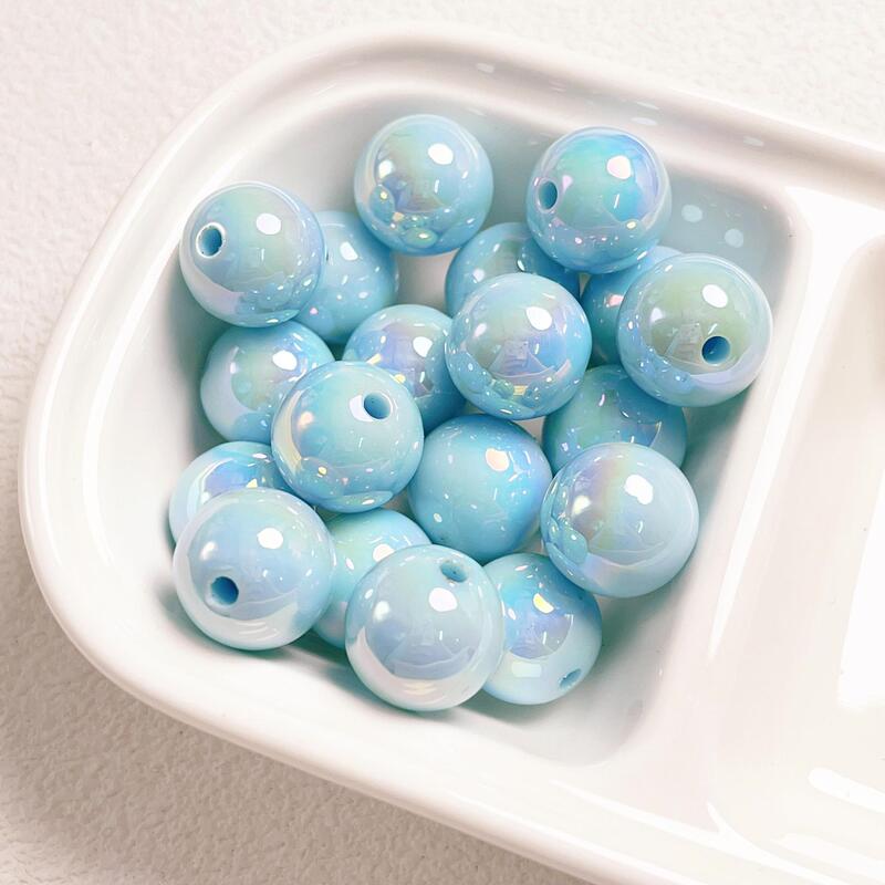 16mmアクリル高品メッキUV七彩貝殻実色ボールビーズdiy携帯チェーンビーズ材料部品|undefined