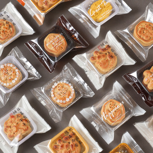 Small fresh 50g moon cake packaging bag transparent wreath machine-sealed bag ice-skin moon cake bag baking small moon cake 100