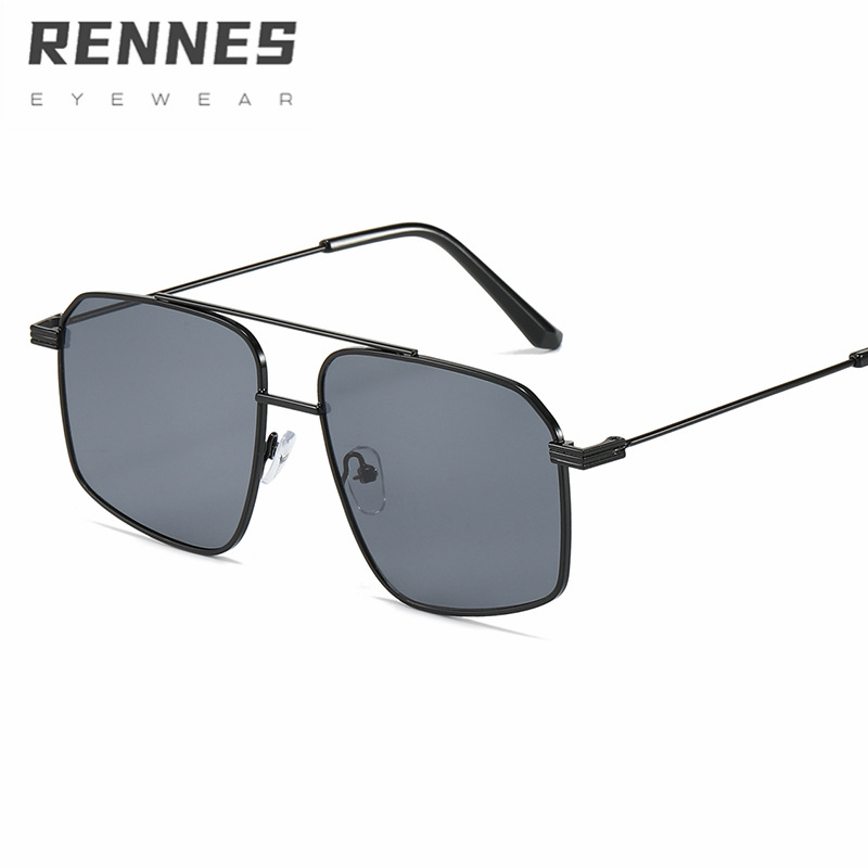 2022 nuevo metal doble haz gafas de sol retro gran marco europeo y americano ins estilo transfronterizo gafas de sol marinas 3585