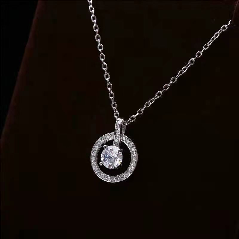 Moda coreana ronda Super flash collar micro incrustaciones ZIRCON clavícula colgante corazón latiendo red joyería caliente