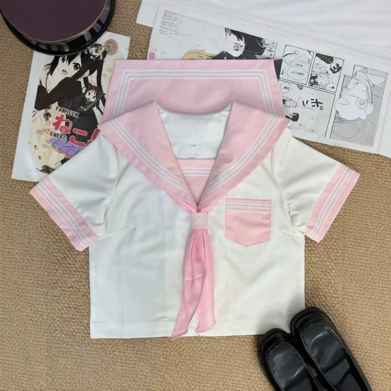 Authentic JK-style sailor uniform, a set of three basic pieces, featuring a cute and sweet, preppy aesthetic