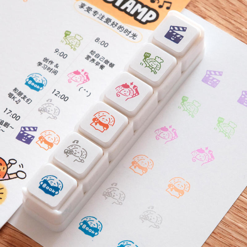 迷你可爱日常打卡六联按钮印章高颜值学生手帐diy素材装饰送礼物|undefined