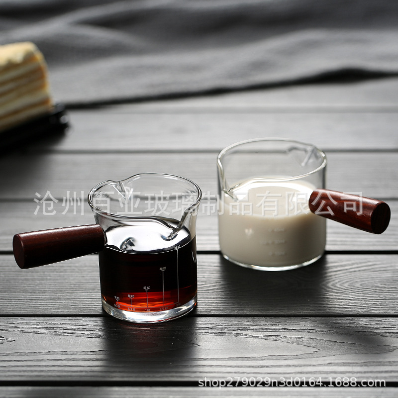 Small Milk Cup Japanese mini wooden handle with scale pointed mouth and Milk Cup mixed espresso milk can new wholesale