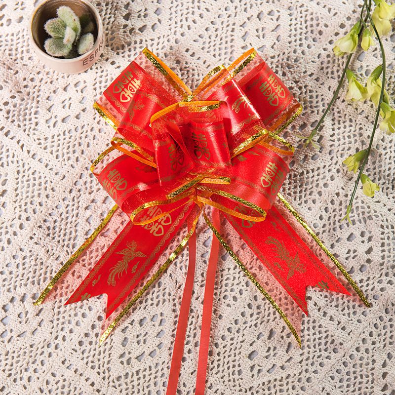 Suministro directo de fábrica suministros de bodas y bodas boda coche de boda tire de la flor 70 hilo de nieve de alto grado dragón y Fénix doble felicidad tire flor de la puerta de la flor