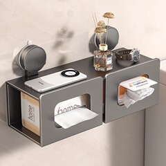 吸盤ティッシュボックストイレ濡れトイレットペーパーホルダートイレ壁掛け式トイレットペーパー収納ボックス