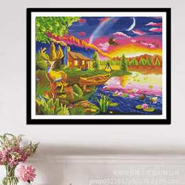 麋鹿小屋 珠光钻AB钻树脂方钻  儿童手工贴钻精点钻石画 十字绣