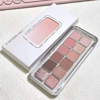 Free Shipping~12-Color Eyeshadow Palette for Puffy Eyes, Spring and Summer Cement Palette, Matte and Pearlescent, Natural Brightening, Milk Coffee Rose