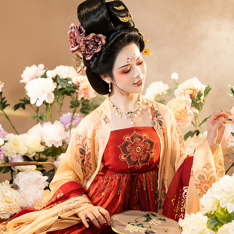 汉服女成中国风唐制古装广袖诃子裙夏季薄款仙气飘逸齐胸襦裙套装