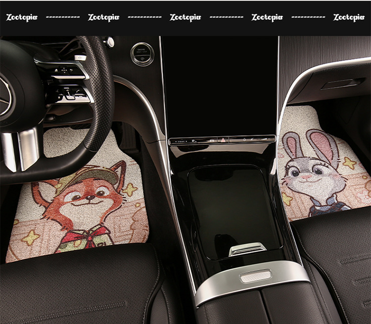 Cute Cartoon Car Floor Mat Silk Loop Single Piece High-End Car Anti-Dirty Carpet Protection Mat Thickened Universal for Girls