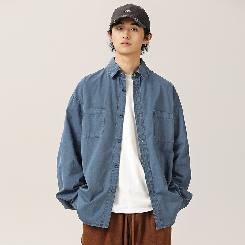 Retro Loose Casual Shirts for Men and Women, Men's Washed Long-Sleeved Shirts, Super Loose Tops, Shirt Jackets Retro Loose Casual Shirts for Men and Women, Men's Washed Long-Sleeved Shirts, Super Loose Tops, Shirt Jackets