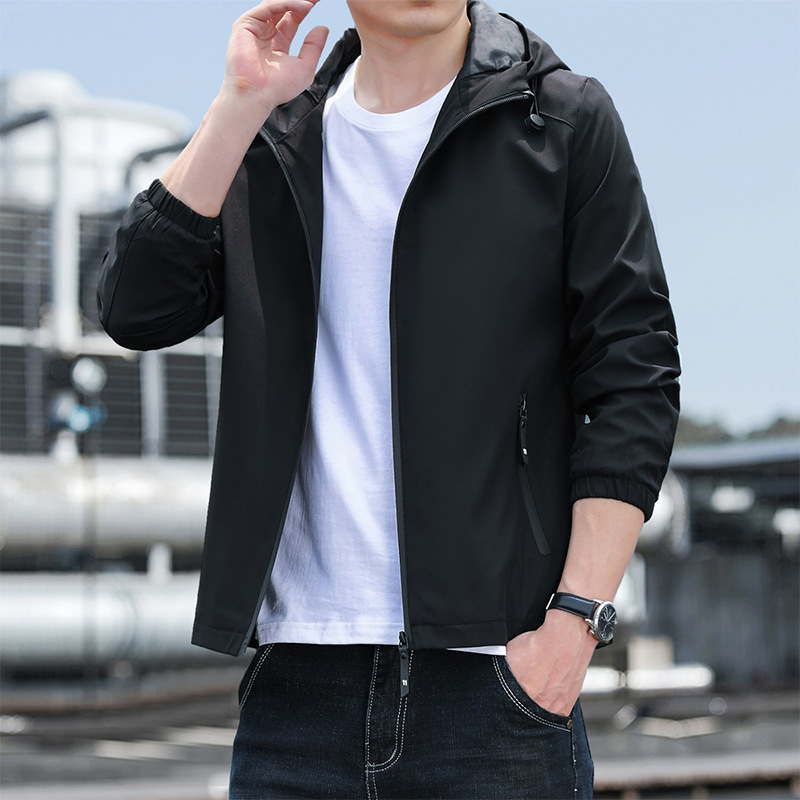 One-piece delivery jacket men's coat Korean style trendy plus size casual youth loose hooded handsome windbreaker top clothes One-piece delivery jacket men's coat Korean style trendy plus size casual youth loose hooded handsome windbreaker top clothes