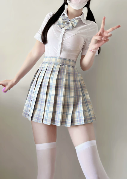 Shirt, skirt, bow tie