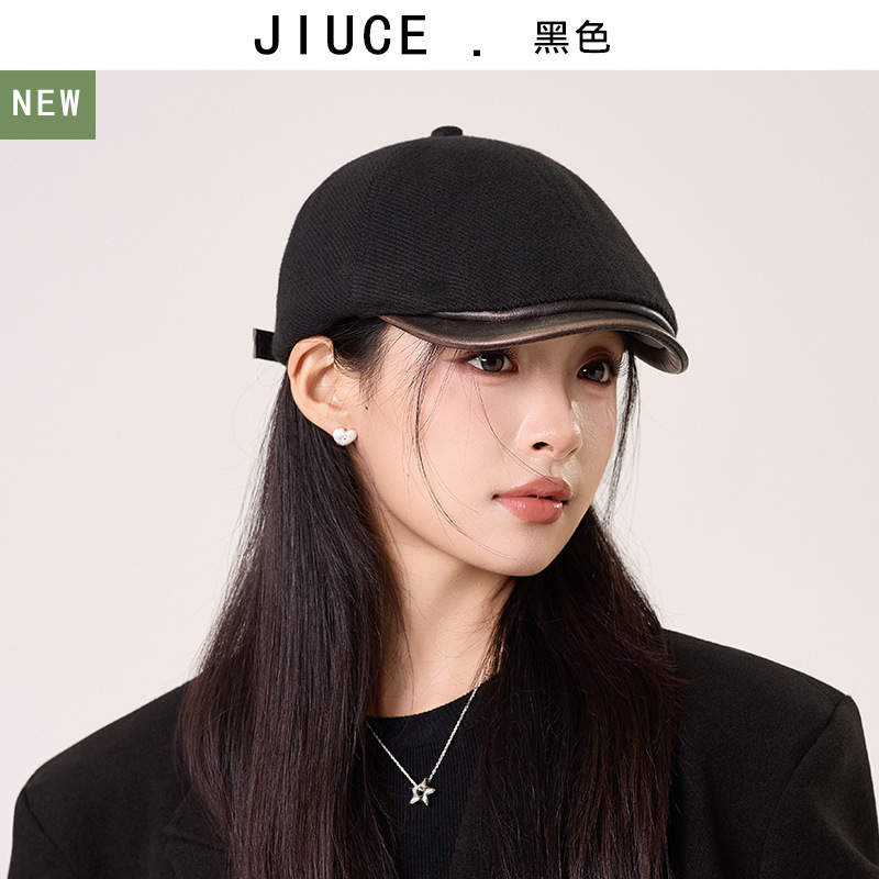 复古时尚前进帽女秋冬季日系文艺贝雷帽韩版百搭显脸小鸭舌帽子潮|undefined