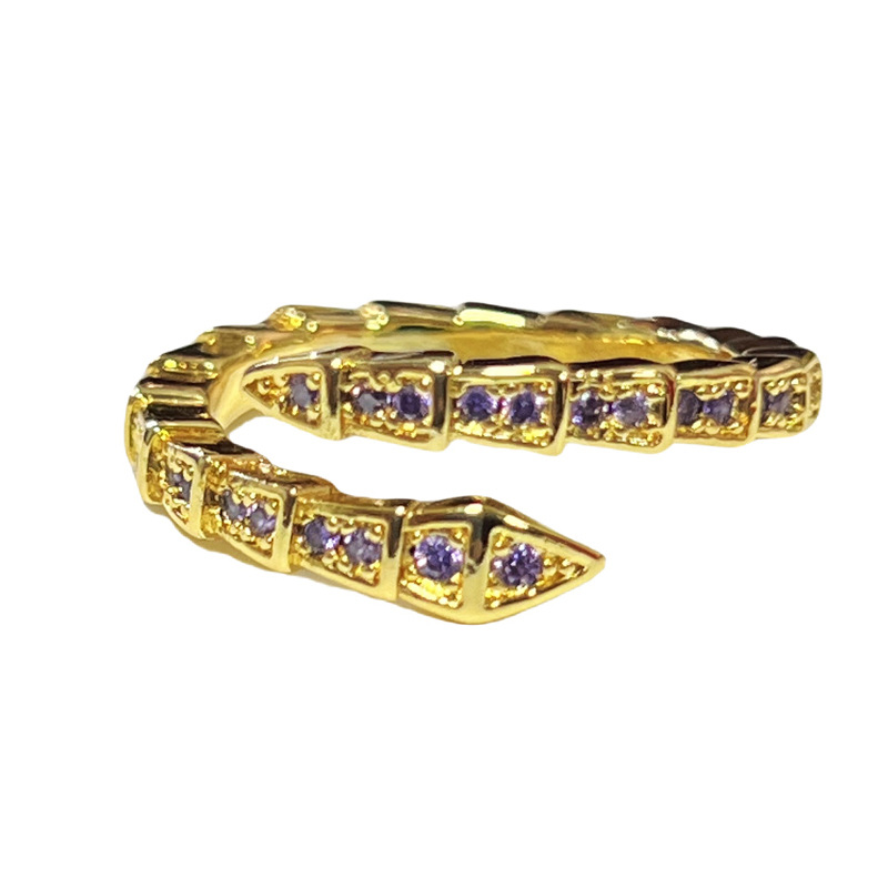 6g Weight Zircon Inlay Material Open Rings Classification Adjustable Ring Size 1 Piece Quantity Daily Occasion Copper Material Snake Pattern All Seasons Season Women's Gender Inlay Design IG Style Style Wholesale Jewelry IG Style Snake Copper Zircon Inlay Open Rings 15