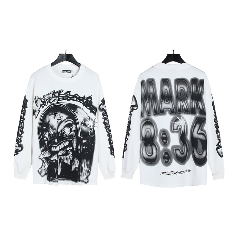 クロスボーダー卸売Hellstar地獄の星TShirt秋装美潮高街ゆるい長袖tシャツ男女潮|undefined