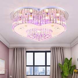 温馨浪漫卧室水晶灯现代创意心形吸顶灯客厅灯婚房灯蓝牙音乐灯具