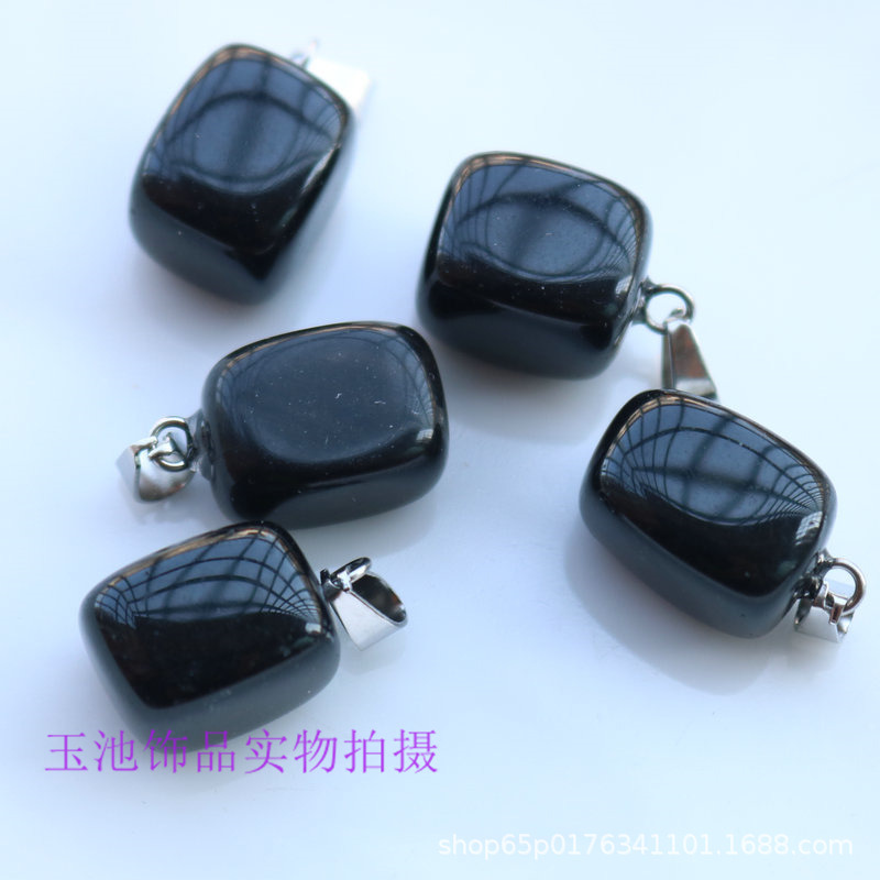 Colgante de cristal natural pequeño cuadrado rosa verde dongling ágata rojo colgante irregular pendientes collar accesorios diy