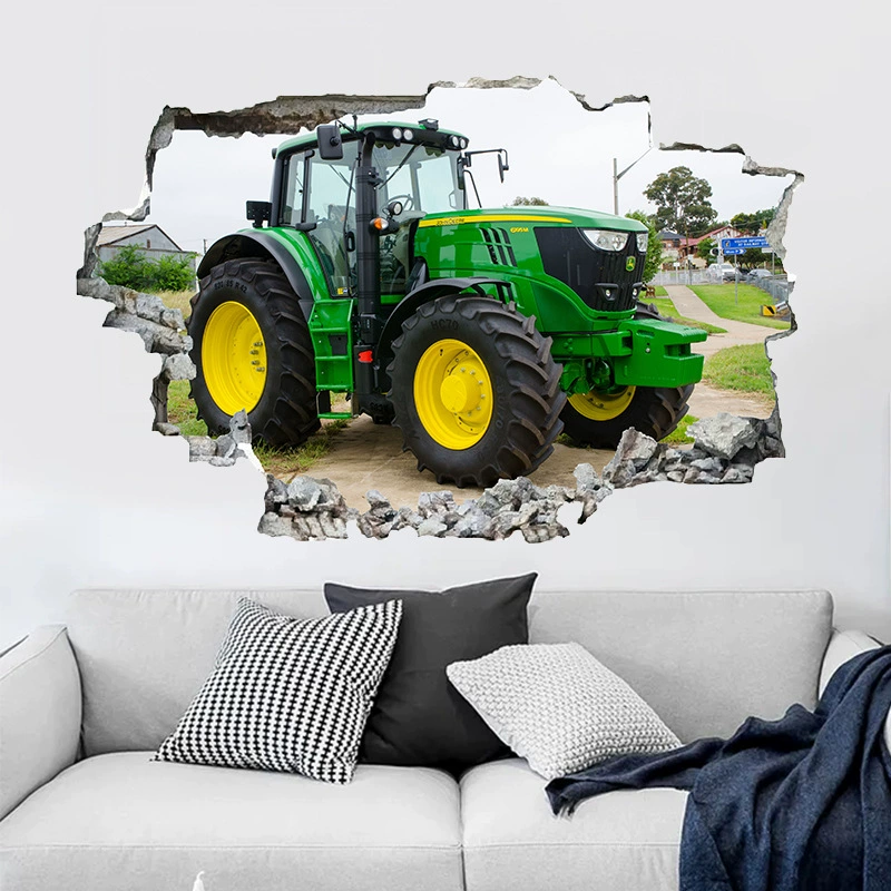 Фабрика прямых продаж 3d стерео сломанная стена трактор наклейка для спальни стены стены фон декоративные самоклеящиеся ПВХ наклейки