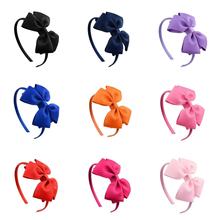 欧美4inch儿童蝴蝶结发箍发带跨境螺纹饰品甜美女孩头饰发饰厂家