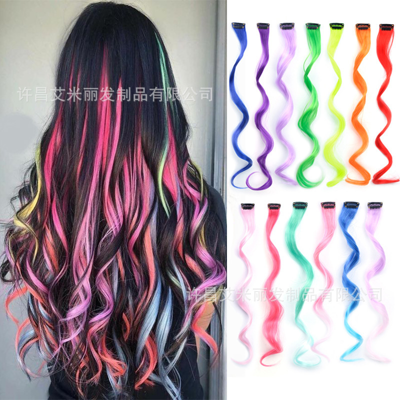 Wig hair piece factory net red ladies big wave hanging ear dye wig single clip curly hair piece in stock wholesale