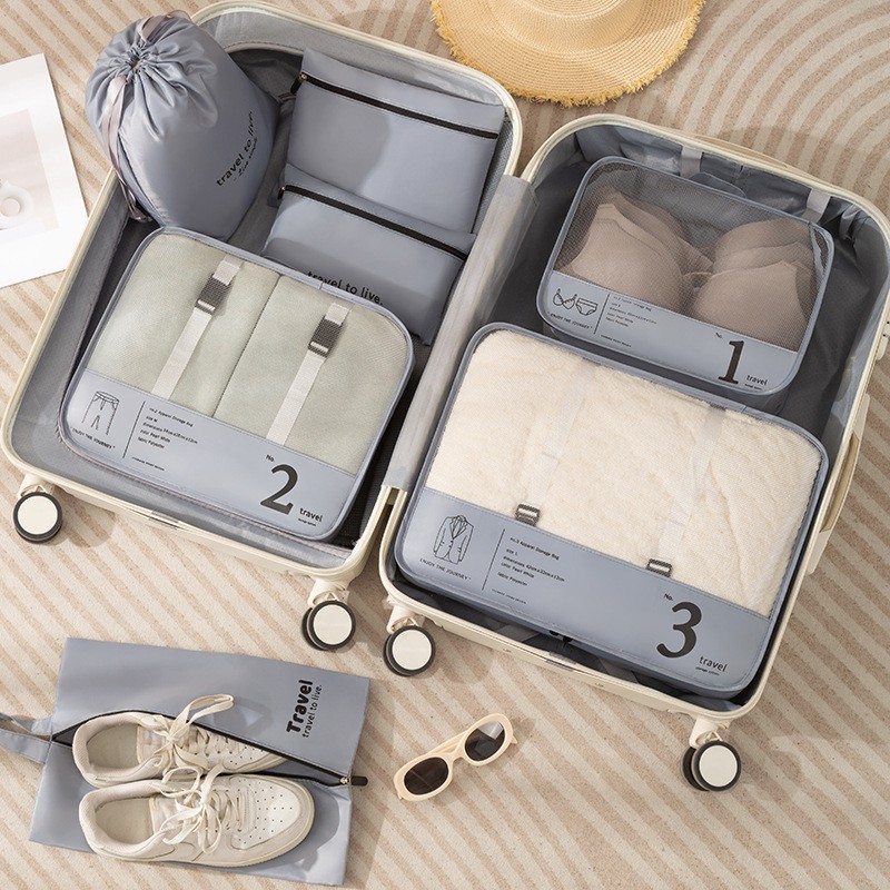 Double-Sided Twill Travel Storage Bag Seven-Piece Suitcase Clothing Pacing Portable Underwear Storage Bag Moisture-proof