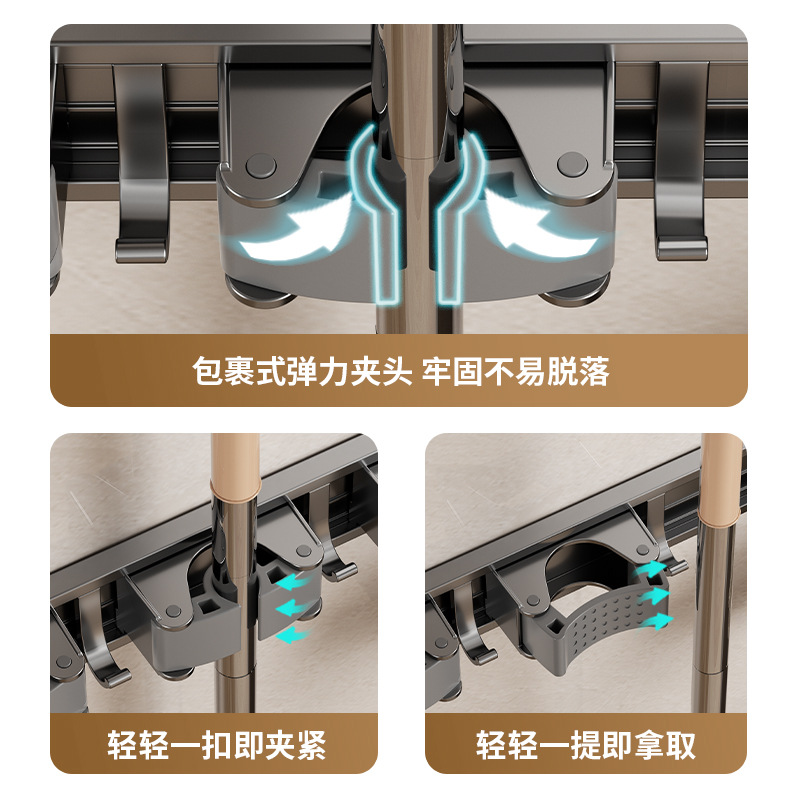 Mopo fuerte clip de pared artefacto sin agujeros perforación baño fijo sujetador de almacenamiento escoba gancho trapeador marco