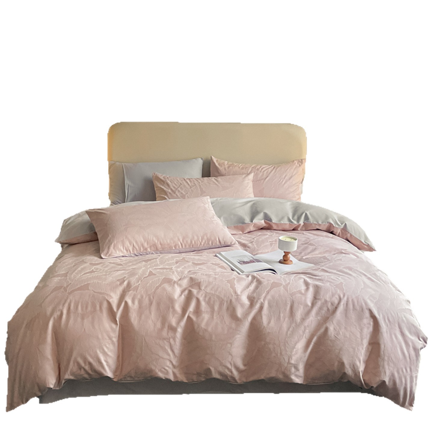 Set di quattro pezzi in puro cotone spazzolato, leggero, lussuoso, stile nordico francese minimalista retrò, 60 count, cotone a fibra lunga, colore tinta unita caldo,_voghion.com
