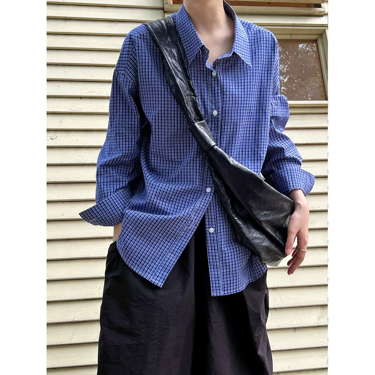 鹿西 气质格子衬衫外套女2025春季新款上衣冷淡系高级感衬衣3505