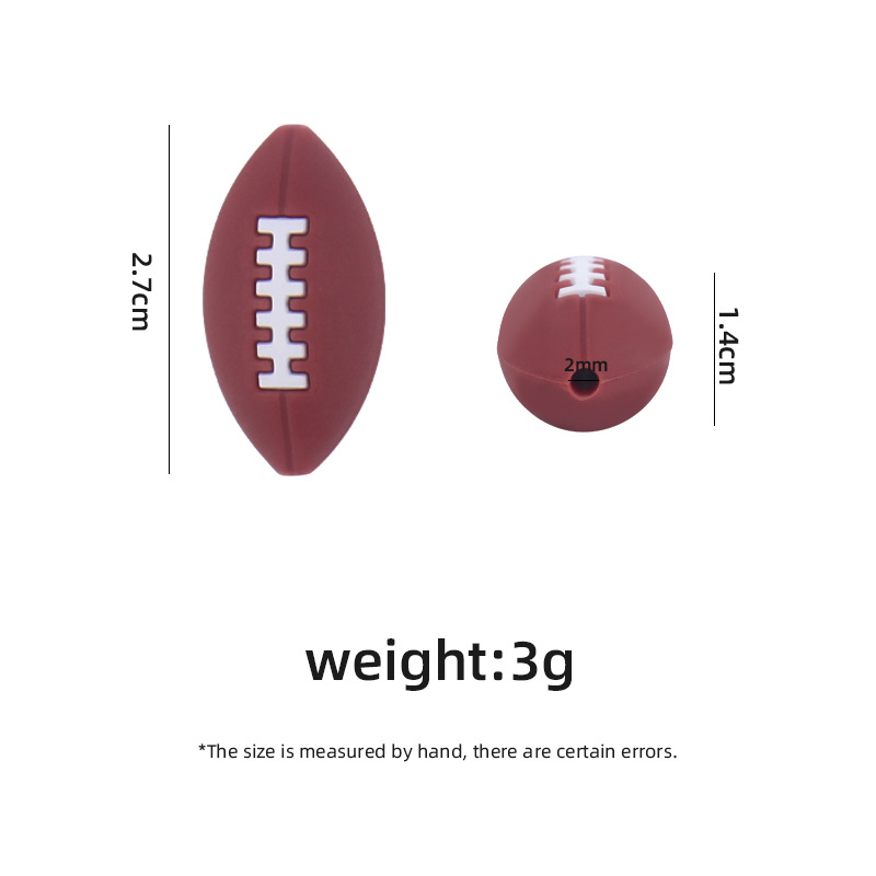 Creativo DIY suministros de bebé de dibujos animados de silicona rugby mordedura de bebé mordedura molar cadena de chupete accesorios