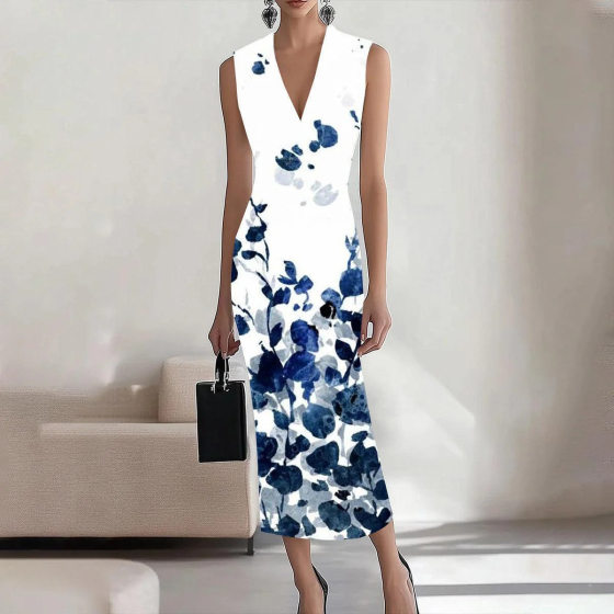2025 Europe and the United States cross-border Amazon independent station SHEIN printing elegant workplace party holiday long dress