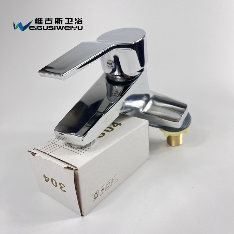 Alloy Faucet for Washbasin, Bathroom Hot and Cold Water Basin, Double-Hole Simple Design