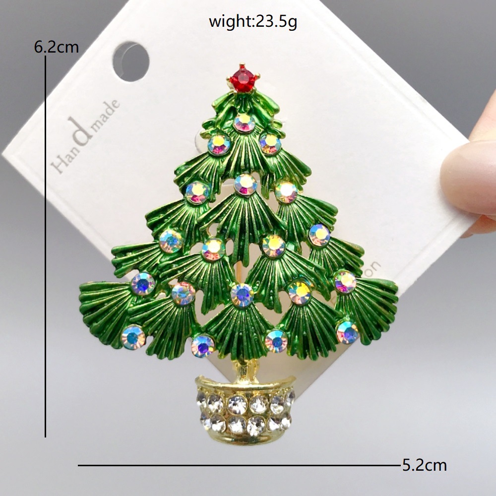 Cross-Border Christmas Tree Brooch New Year Enamel Christmas Corsage Brooch Accessories