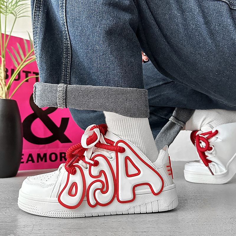 ins風小眾國潮厚底休閒滑板鞋女chic百搭學生情侶運動鞋潮麵包鞋