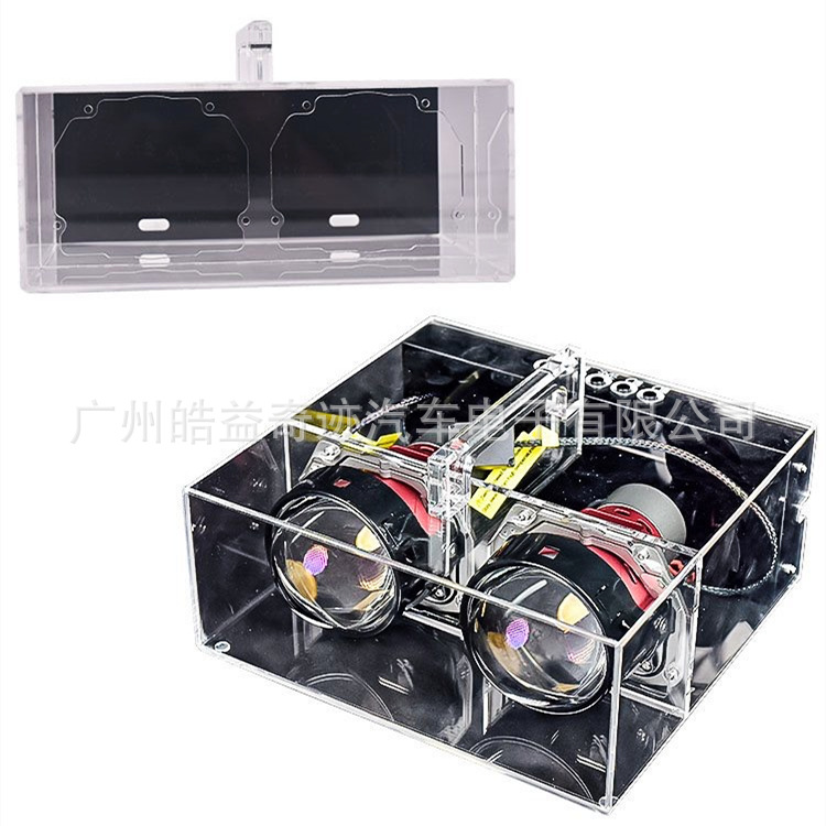 Caja de prueba de lente de luz dual LED de 3 pulgadas para automóviles, caja de visualización de un botón para controlar láser de luz cercana y alta