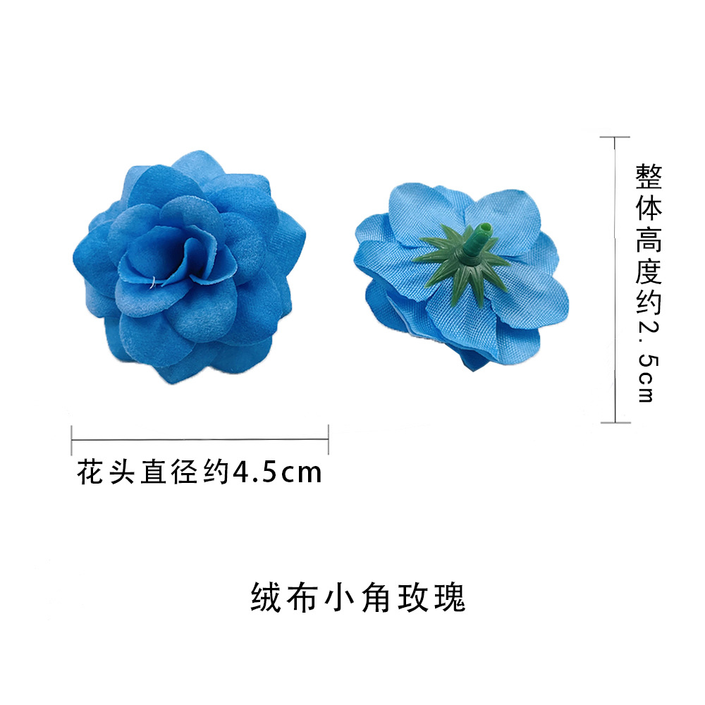 Simulación de tela de terciopelo de pequeño ángulo flores de rosa DIY sombreros hechos a mano arreglos de flores bolsas de props para el hogar adornos florales